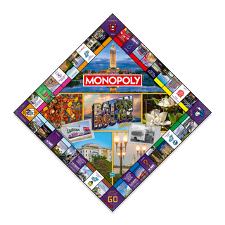 The Monopoly Baton Rouge Edition game board, shown from the top down.