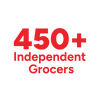 A red text logo that reads FOUR HUNDRED FIFTY PLUS INDEPENDENT GROCERS.